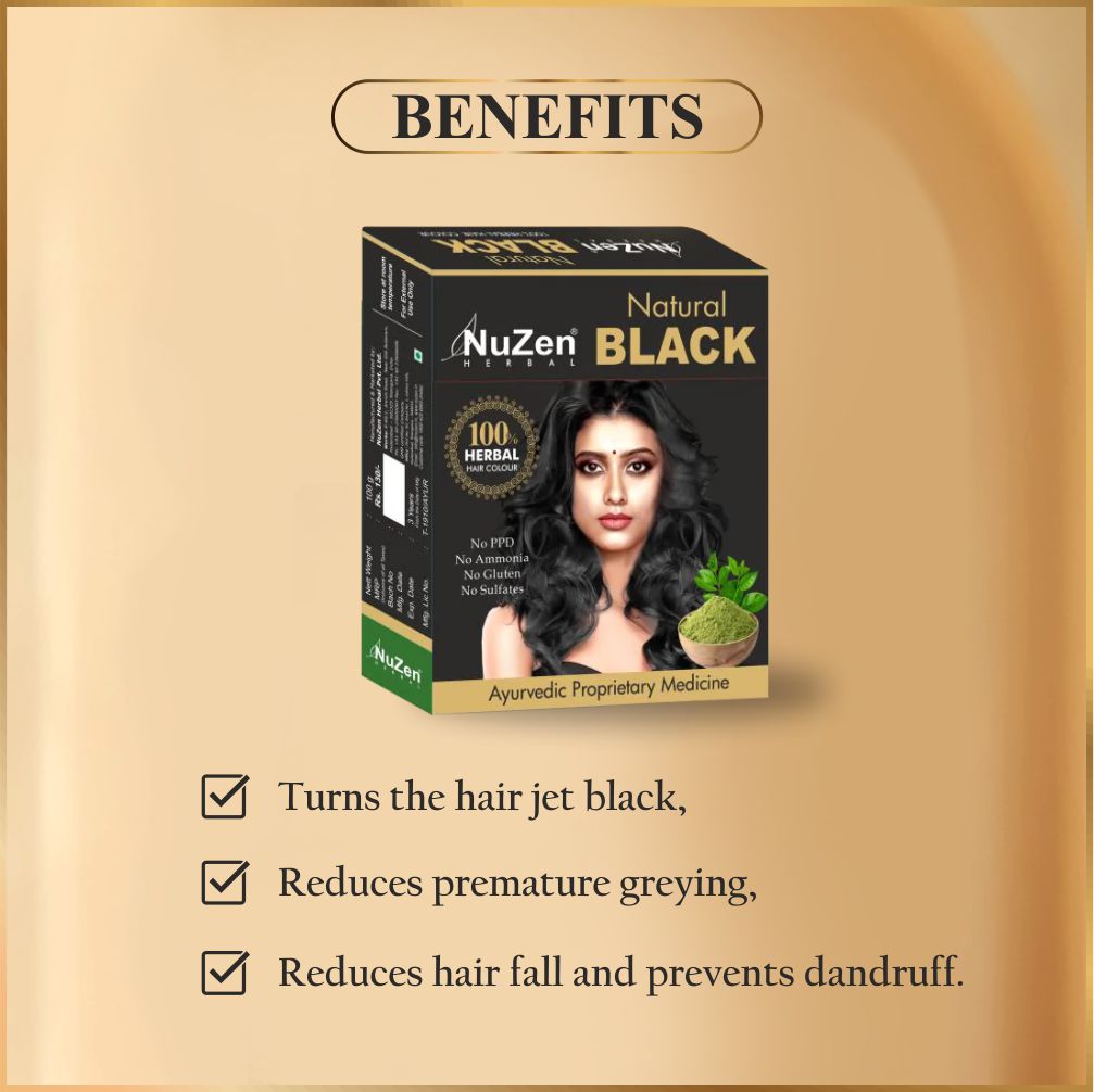 NuZen Herbal Natural Black Henna (Pack of 2)